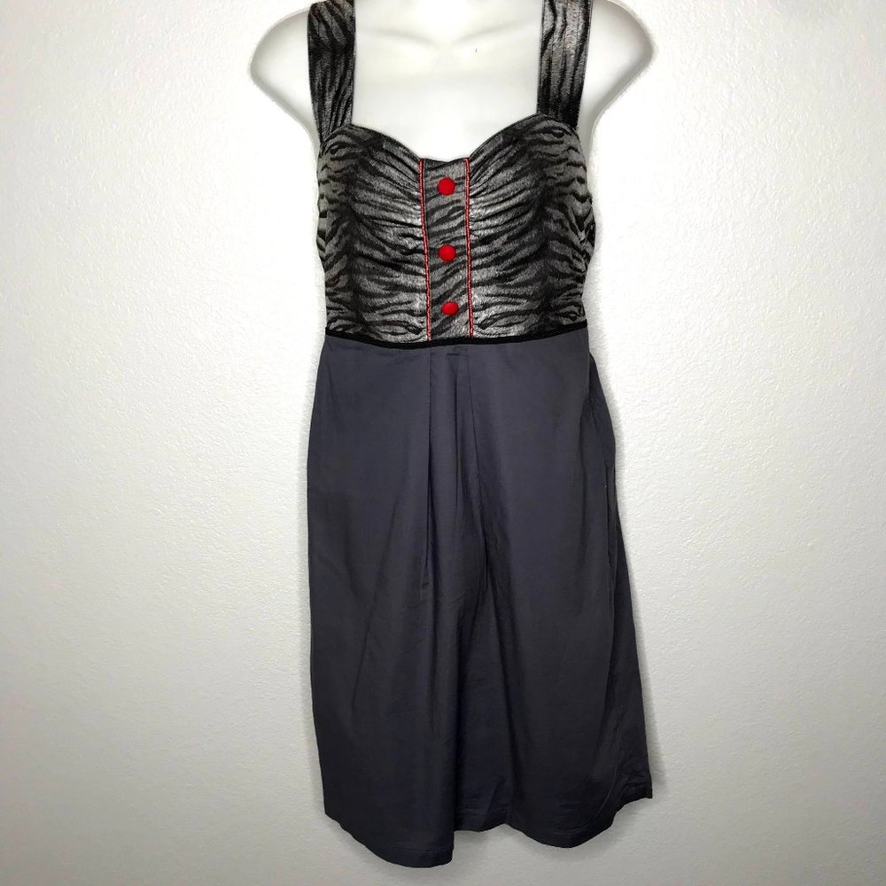 Roberta Oaks Hawaii Zebra Gray sleeveless dress